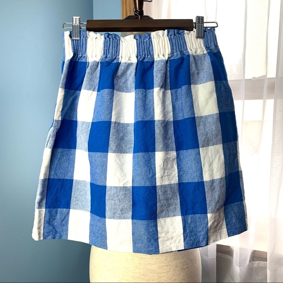 J. Crew Blue and White Checkered Sidewalk Skirt - Picture 7 of 7